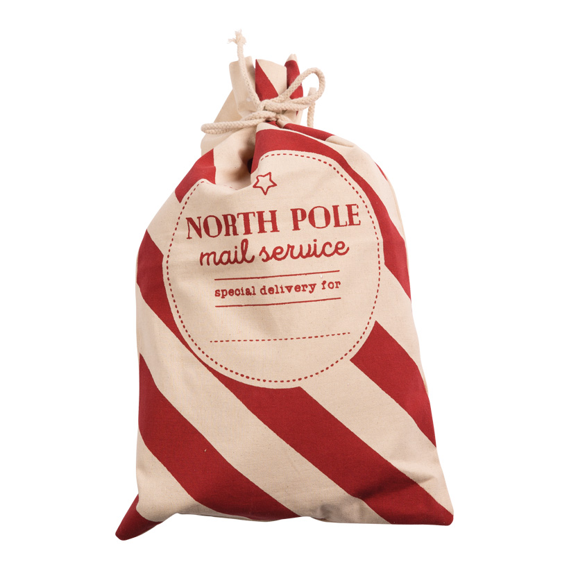 Jute-Geschenksack, 50x30cm North Pole Mail Service, bedruckt, mit Schnur