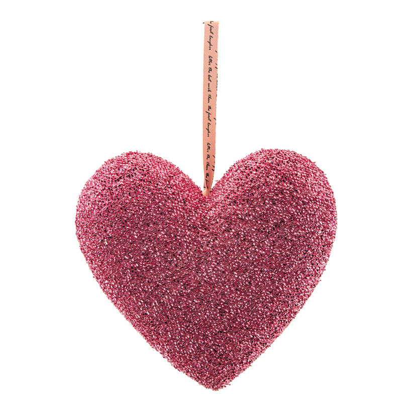 Herz mit Hänger, H: 21cm bezogen mit Glitterstoff, aus Hartschaum