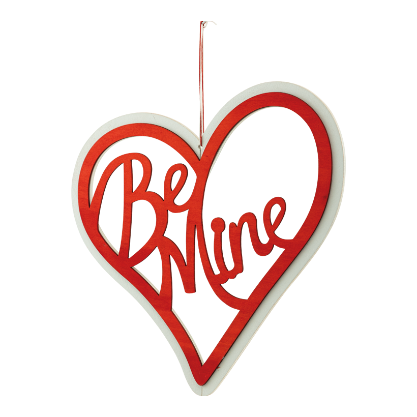 Herz mit Schriftzug "Be Mine", 30cm aus Holz, einseitig, mit Hänger