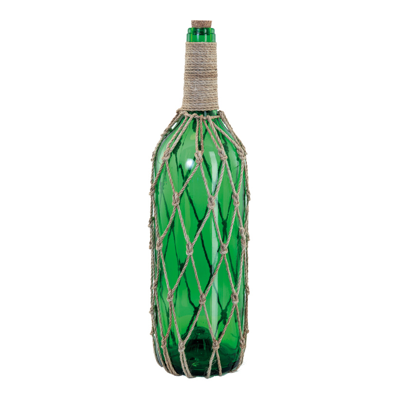 Flaschenpost mit Korken, H: 47cm dekoriert mit Seil, aus Glas
