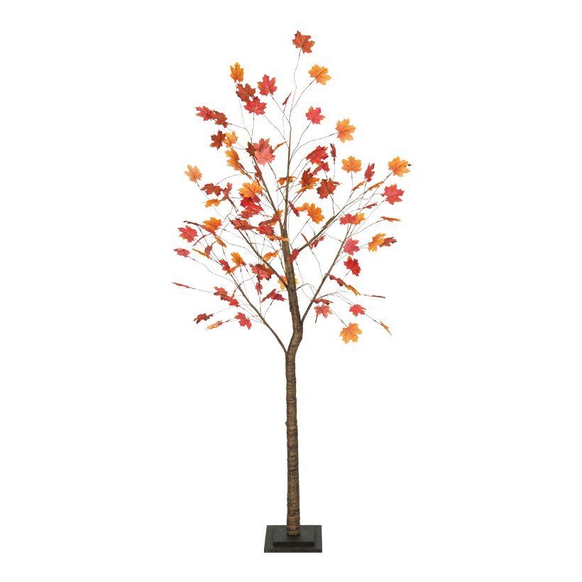 Ahornbaum, 200cm Stamm aus Holz, Blätter aus Kunstseide, Holzfuß: 24x24x4cm