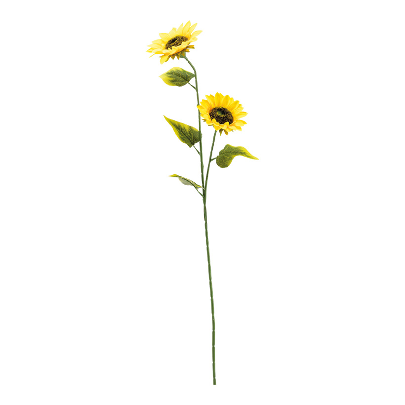 Sonnenblume, 90cm Blüte: Ø 16cm, Ø 14cm 2-fach, aus Kunststoff/Kunstseide, 4 Blätter