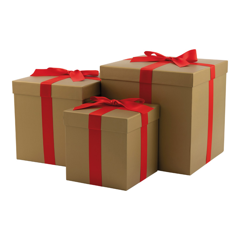 Geschenkboxen, 30x30x30cm,25x25x25cm 20x20x20cm 3 Stk./Set, mit Satinschleife, ineinander passend