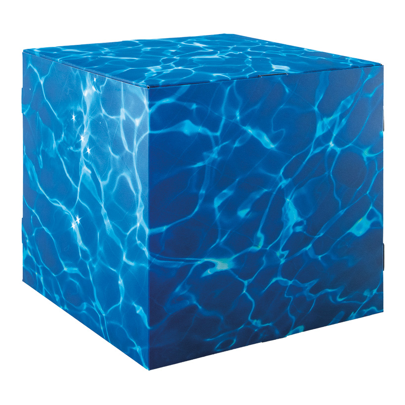 # Cube à motif " Eau ", 32x32x32cm Croix carton intérieur pour stabilisation, haute qualité impression et matériel, 450g/m²,en carton, pliable