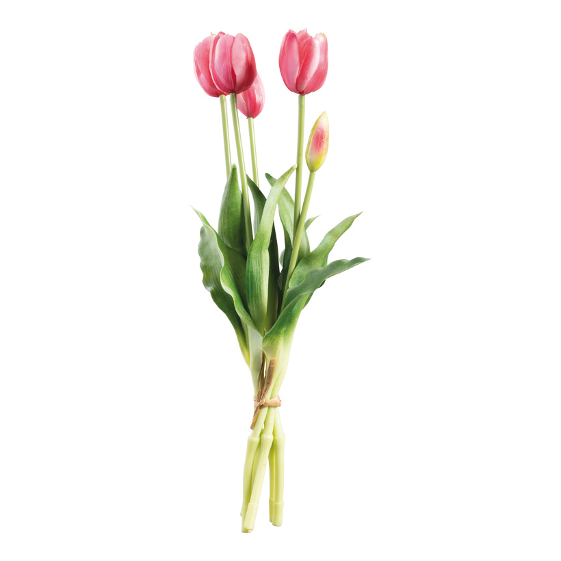Bouquet de tulipes, 40cm Stiel: 35cm 5-fois, en plastique/soie artificielle, flexible, effet touche réelle
