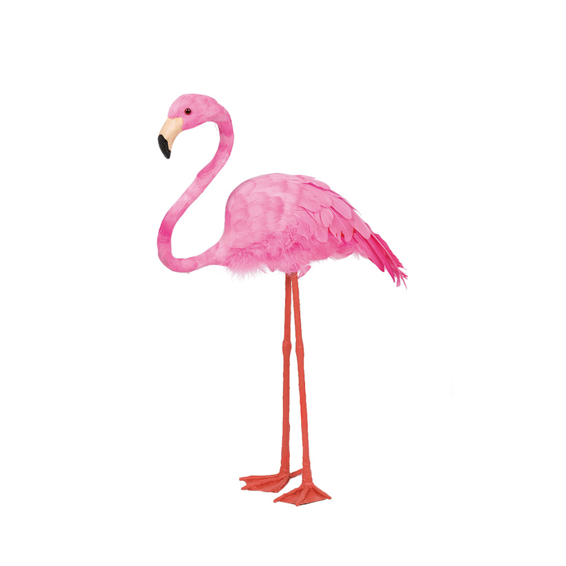 Flamingo, 38x12,5x43cm Kopf gehoben, aus Styropor, mit Federn
