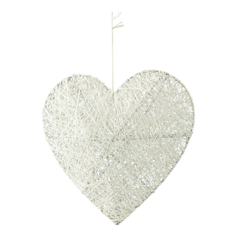3D Herz, 20cm aus Draht mit Baumwolle, mit Hänger