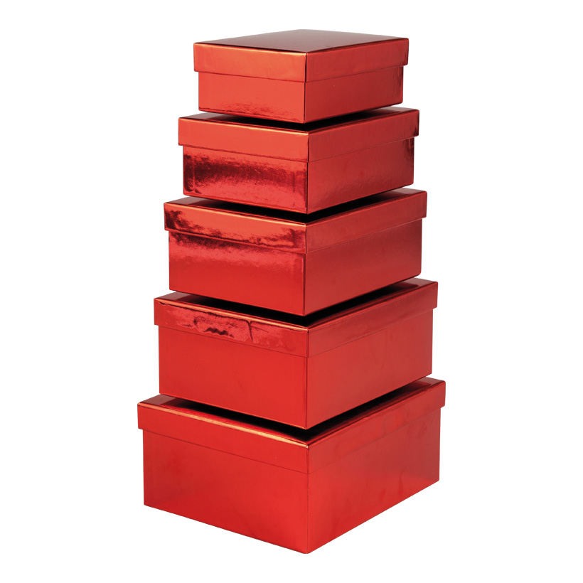 Geschenkboxen, 22x19x10cm, 20,5x17x9cm & 19x15,5x8cm 17,5x14x7cm, 16x12x6cm 5 Stk./Set, glänzend, rechteckig, ineinander passend
