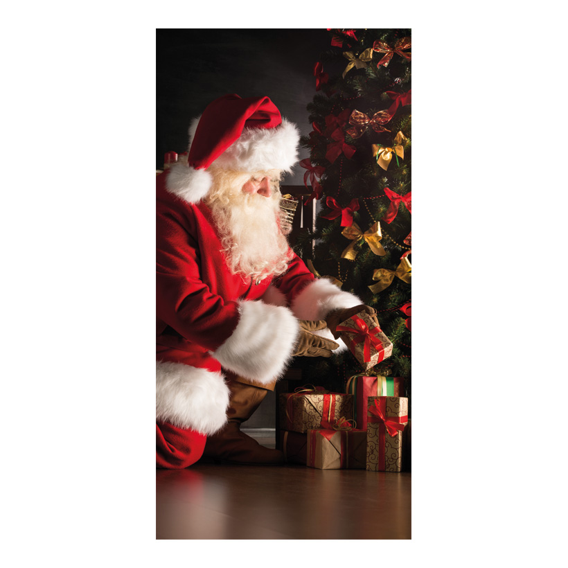 # Motivdruck " Weihnachtsmann mit Geschenken ", 180x90cm Stoff