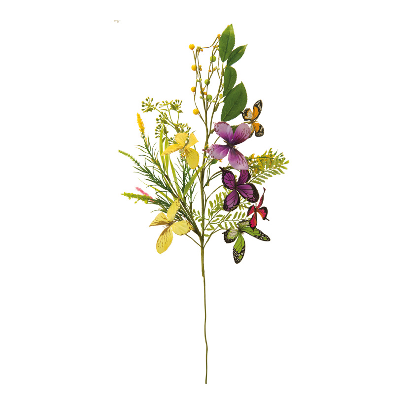 Zweig mit Schmetterlingen und Blüten 76cm Deko ca. 40cm aus Kunststoff/Kunstseide, biegsam, einseitig