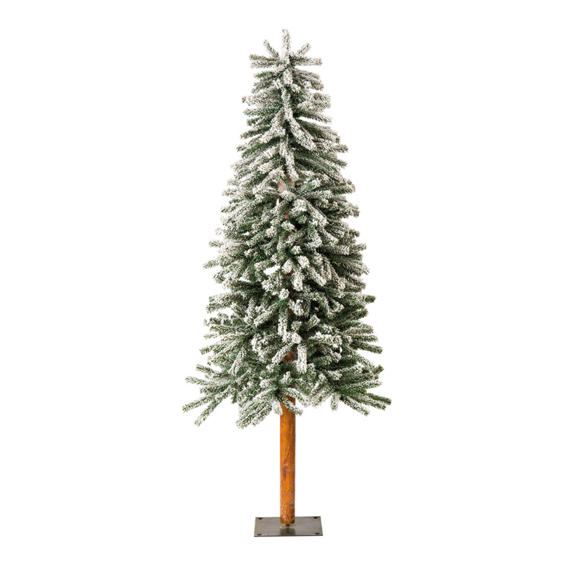 Tannenbaum, 120cm Ø50cm schlank, mit Metallfuß, beschneit, 395 Tips, mehrteilig