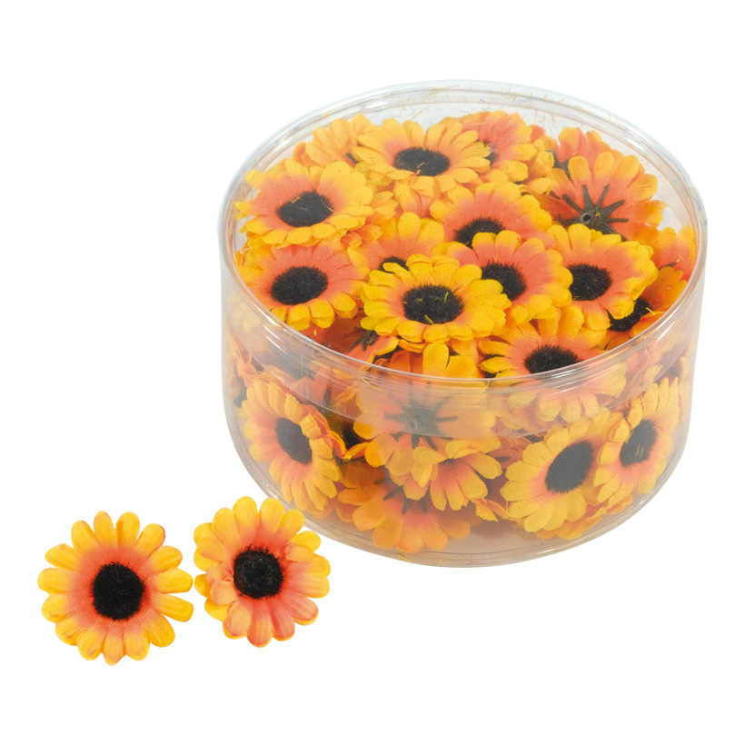 Sonnenblumenköpfe, Ø 3cm, 100Stck./Blister, Kunstseide