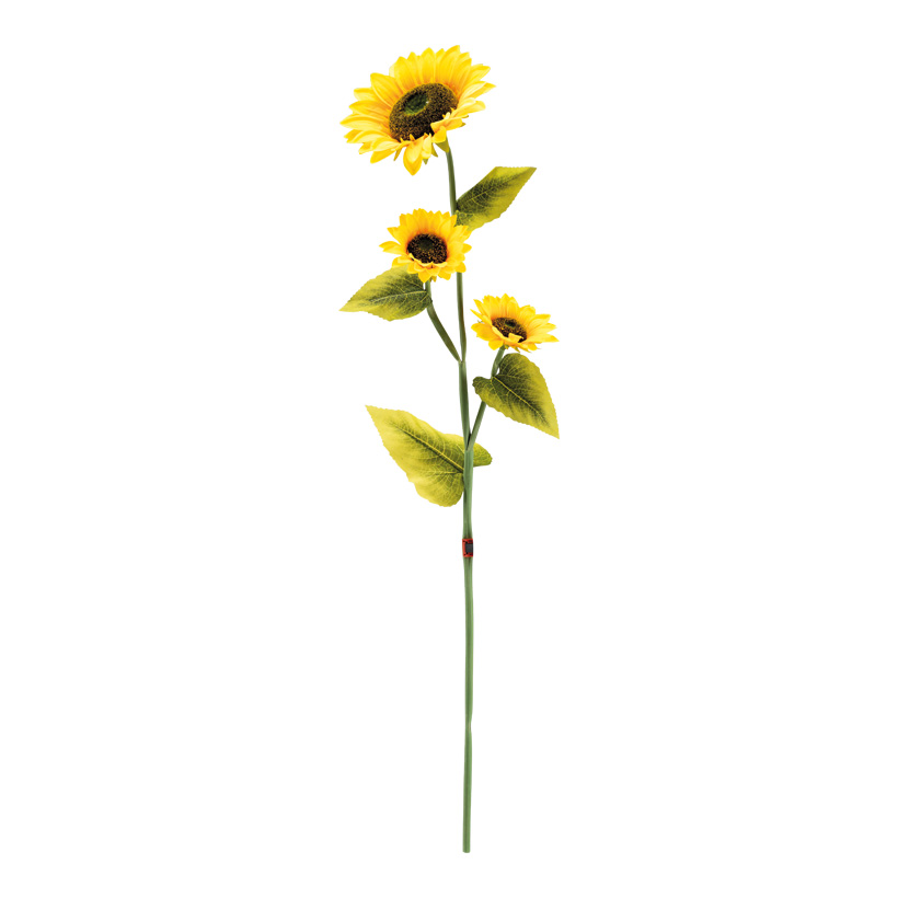 Sonnenblume, 125cm Blüte: Ø 26cm, Ø 18cm, Ø 16cm 3-fach, aus Kunststoff/Kunstseide, 4 Blätter