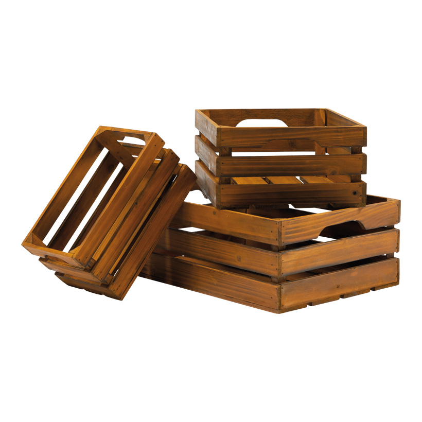Holzkisten im Set, 40x30x15cm, 30x25x14cm 25x15x12,5cm 3-fach, aus Tannenholz, ineinander passend