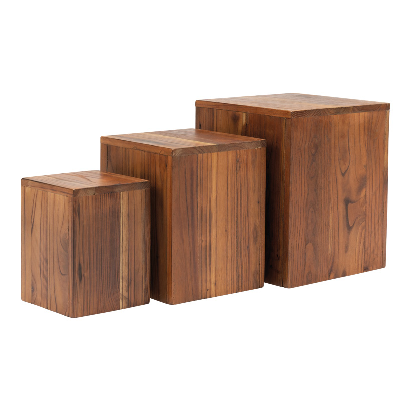 Holzpodeste im Set, 30x25x25cm, 25x20x20cm 20x15x15cm 3-fach, aus Redwood, unten offen, ineinander passend