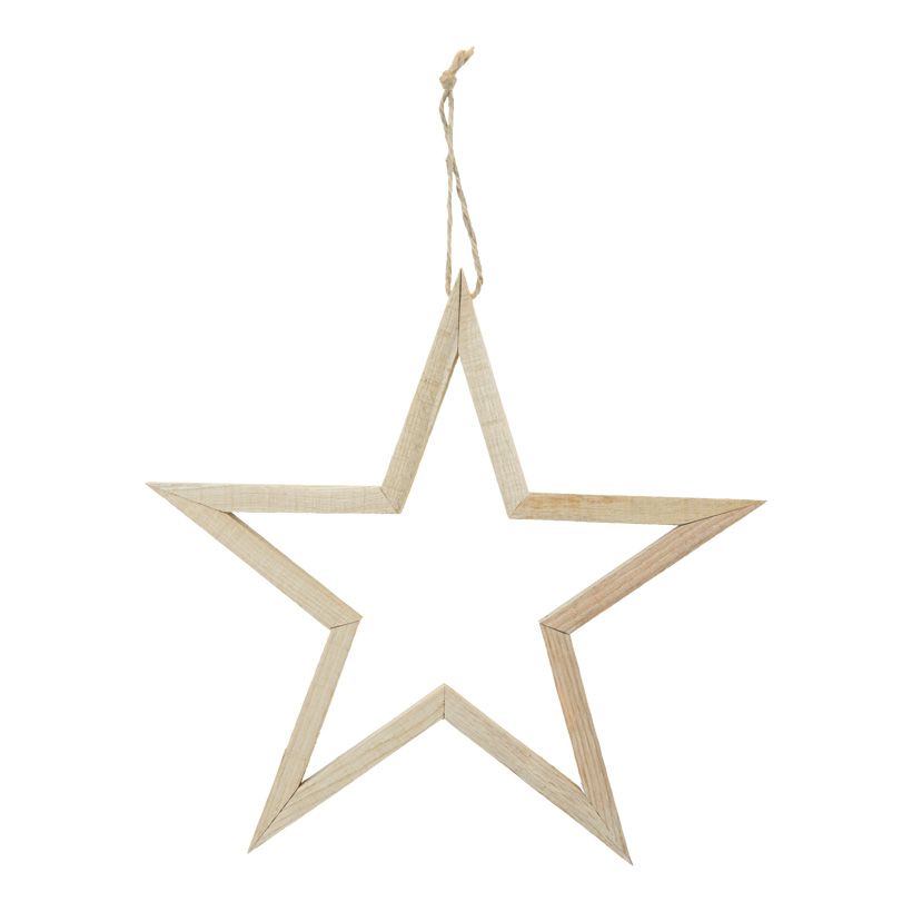 Étoile, 33x33,5x2cm en bois naturel, avec cintre
