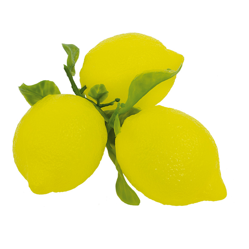 # Zitrone mit Blatt, Ø 8cm, 3Stck./Btl., Kunststoff