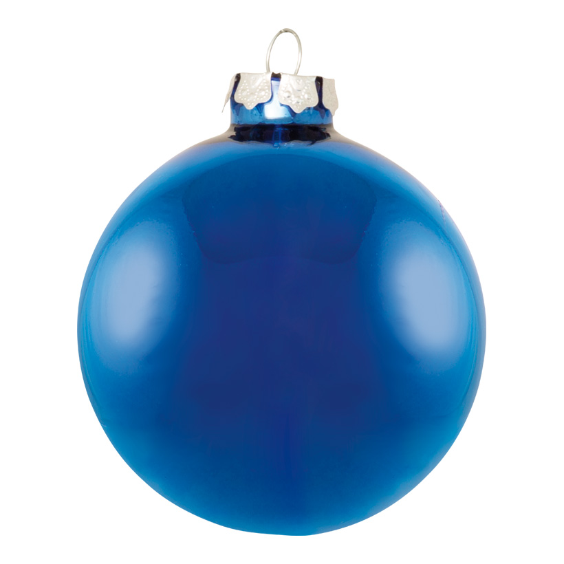 # Weihnachtskugeln, blau glänzend, Ø 8cm, 6 St./Blister, aus Glas