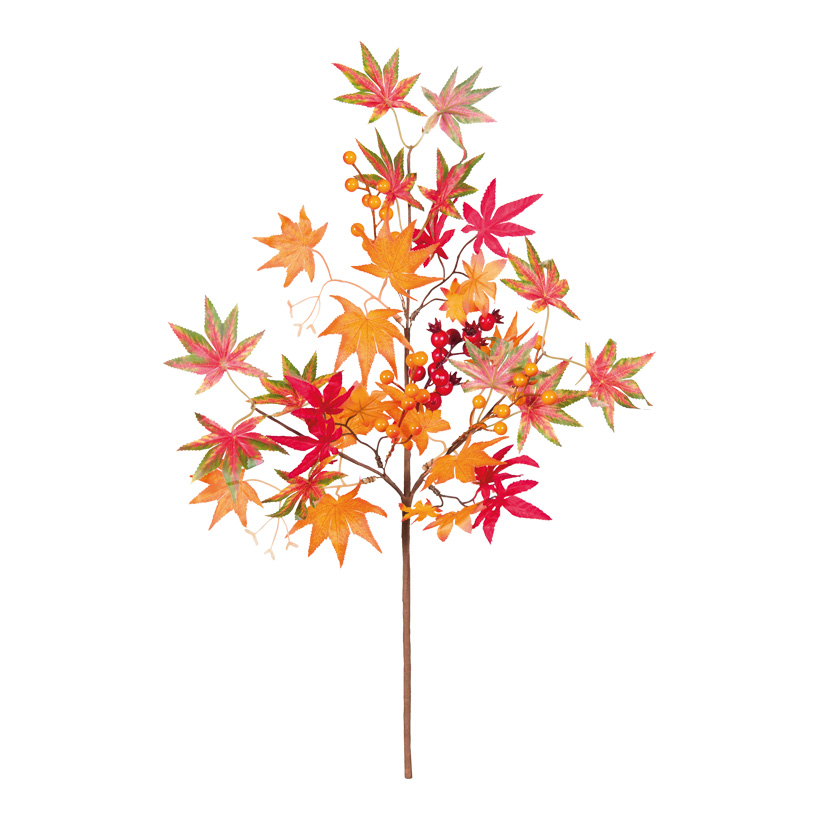 Herbstzweig, 60x28cm Stiel: 29cm aus Kunststoff/Kunstseide, mit Beeren, Kürbissen und Tannenzapfen