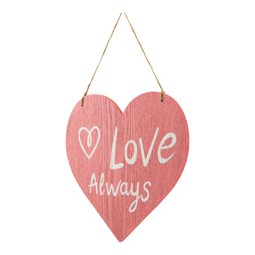 Cœur avec inscription "Love Always", 26x25cm en bois, à suspendre