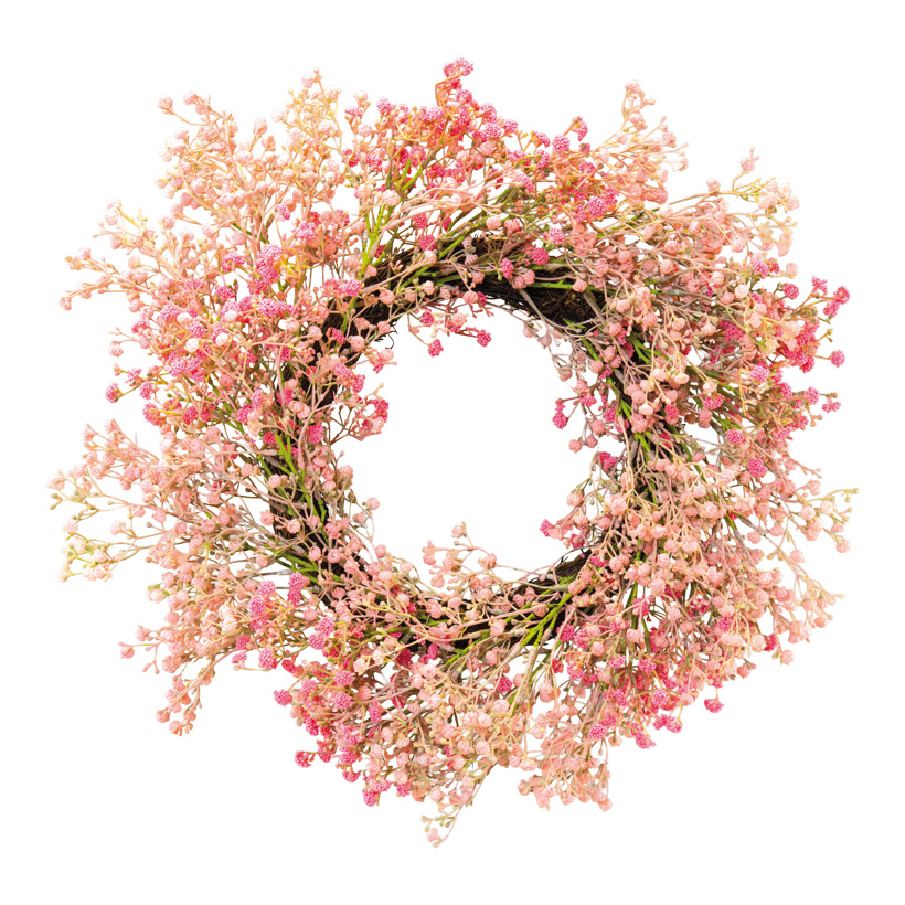 Kranz aus Flechtwerk, Ø 50cm mit künstlichen Blüten