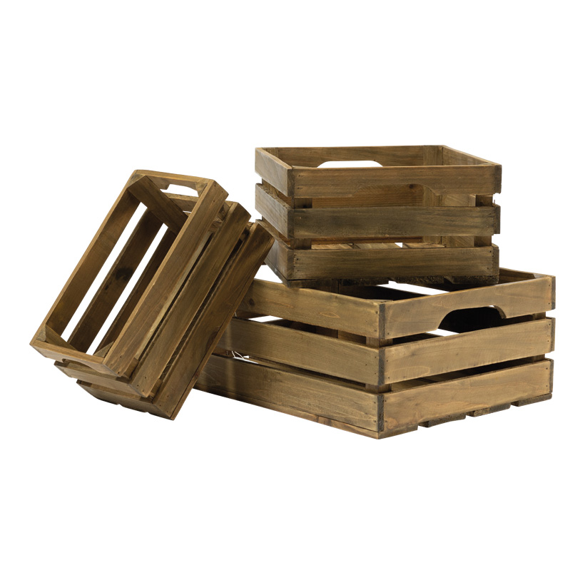 Holzkisten im Set, 40x30x15cm, 30x25x14cm 25x15x12,5cm 3-fach, aus Tannenholz, ineinander passend
