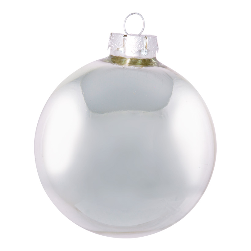# Weihnachtskugeln, silber glänzend, Ø 8cm, 6 St./Blister, aus Glas