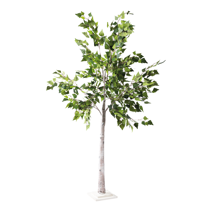 Birkenbaum, 180cm MDF Holzfuß: 21,5x21,5x3,5cm Stamm aus Hartpappe, Blüten aus Kunstseide
