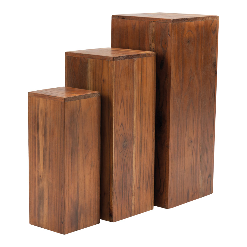 Holzpodeste im Set, 60x25x25cm, 50x20x20cm 40x15x15cm 3-fach, aus Redwood, unten offen, ineinander passend