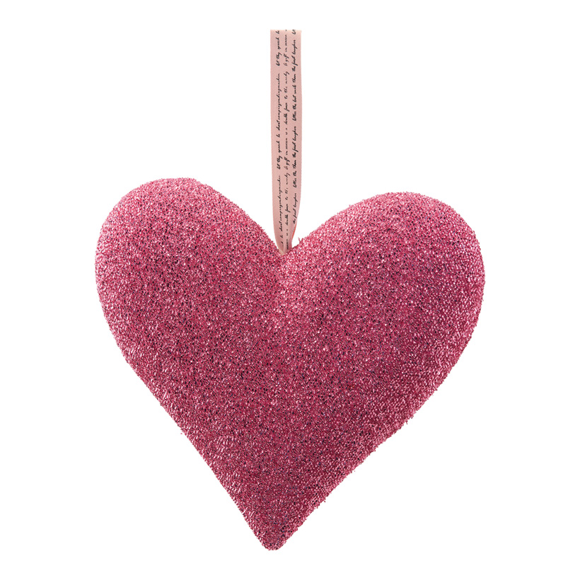 Herz mit Hänger, H: 32cm bezogen mit Glitterstoff, aus Hartschaum
