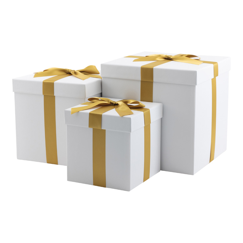 Geschenkboxen, 30x30x30cm,25x25x25cm 20x20x20cm 3 Stk./Set, mit Satinschleife, ineinander passend